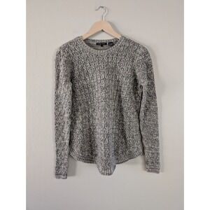 Jeanne Pierre Brown Melange Knit Sweater Size S Cable Knit Fisherman Winter Cozy